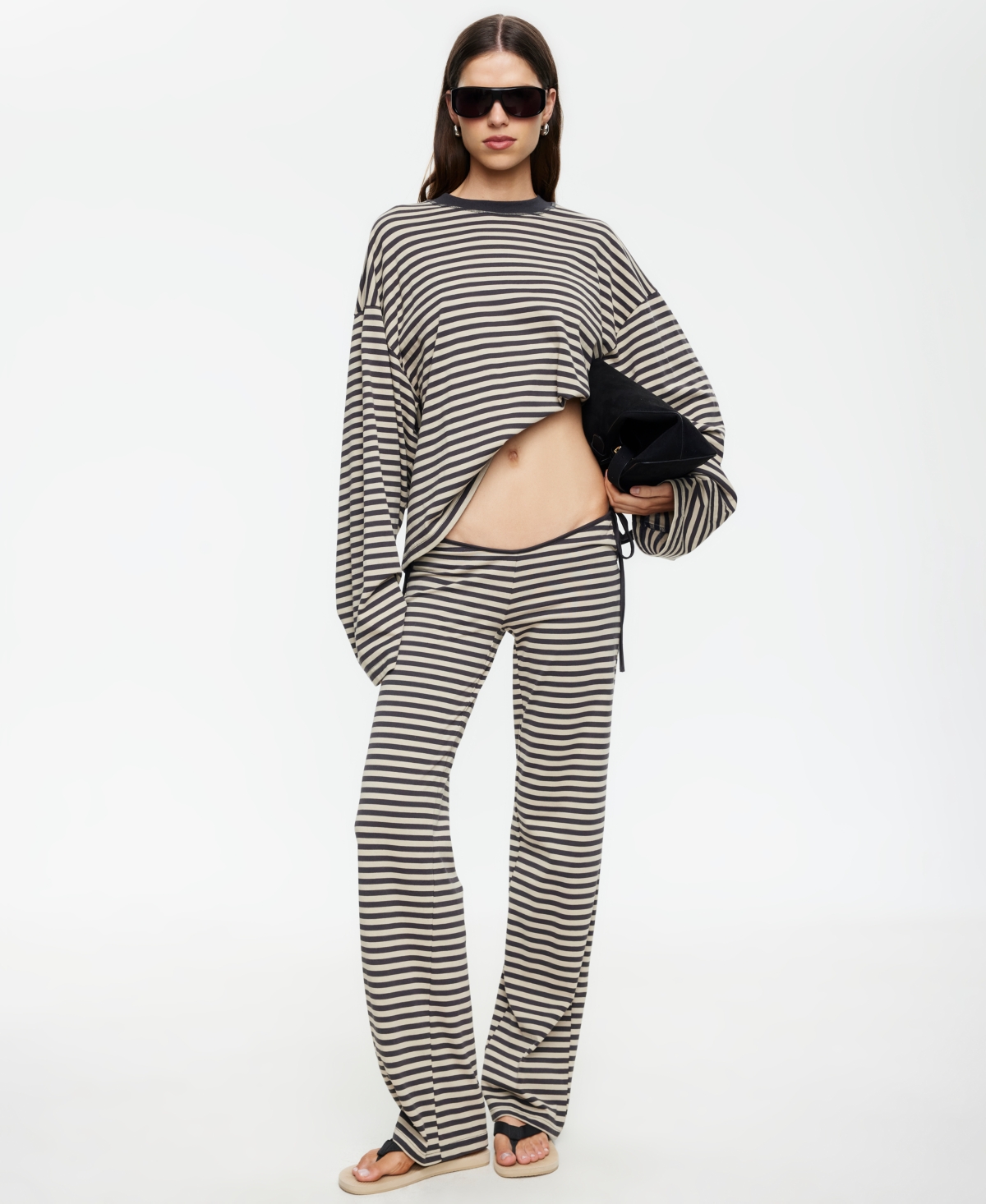 Lioness Women's Low Rise Striped Waist Tie Pants