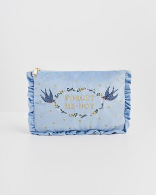 Women's Forget Me Not Velvet Embroidered Pouch