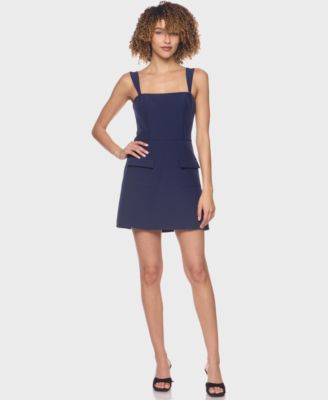 Alexa & Sophia Juniors' Square Neck Woven Dress with Front Pockets