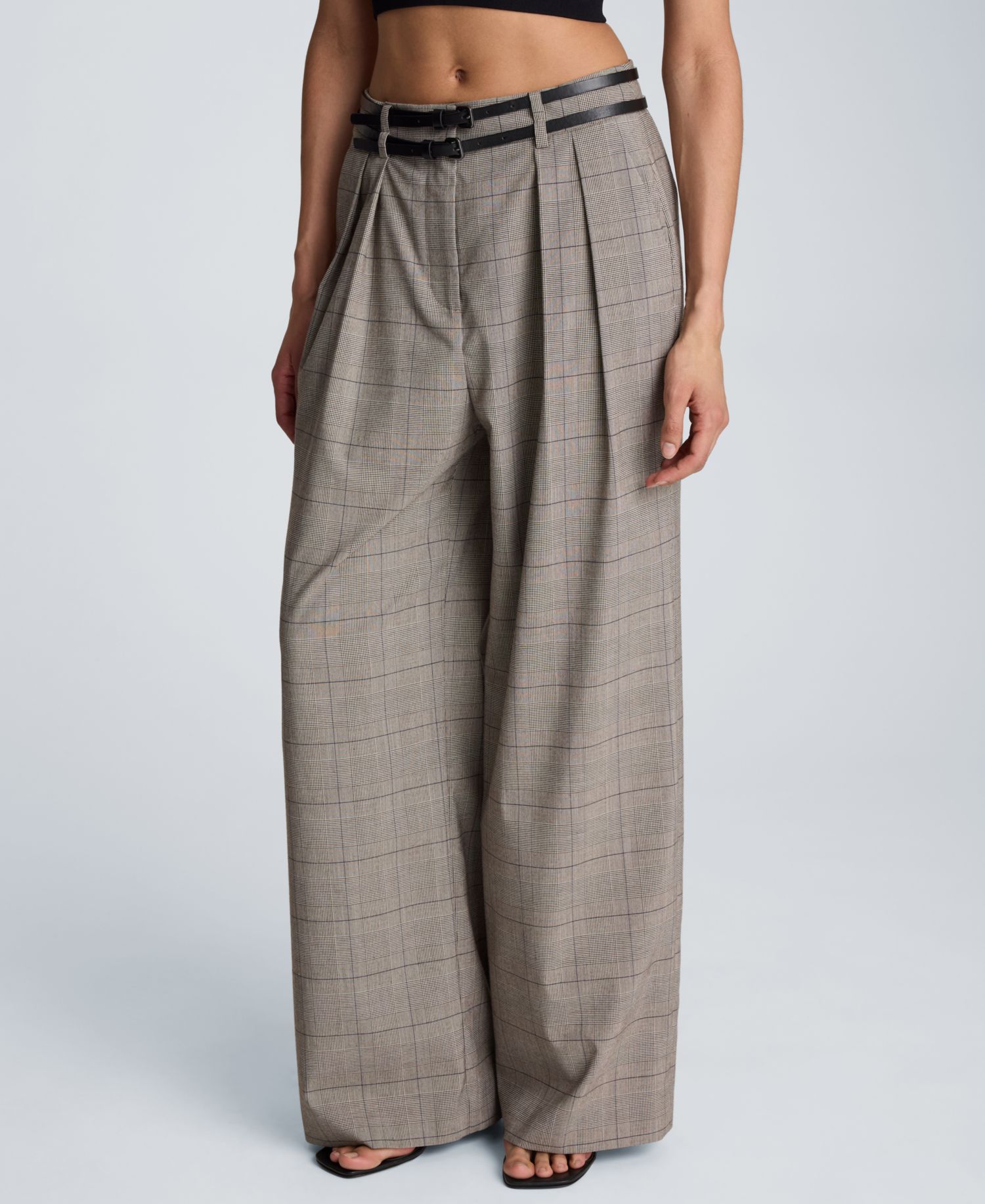Women's Wide-Leg Double Belt Pants