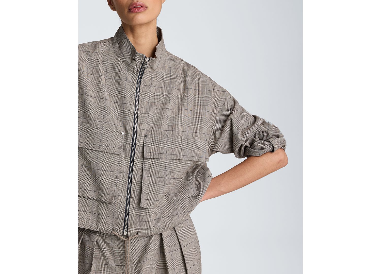 Women's Drawcord Flap Pocket Windbreaker Jacket