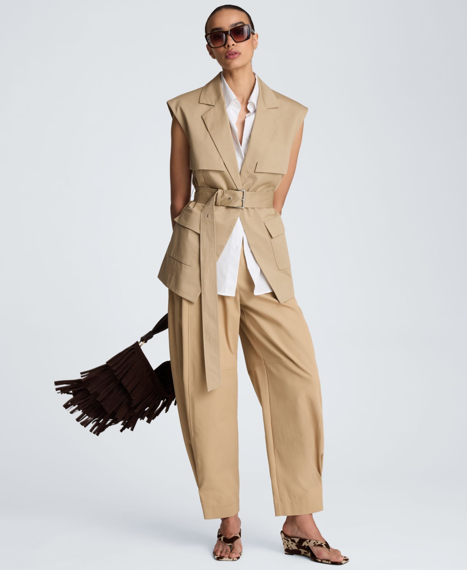 Women's Belted Notch Collar Vest