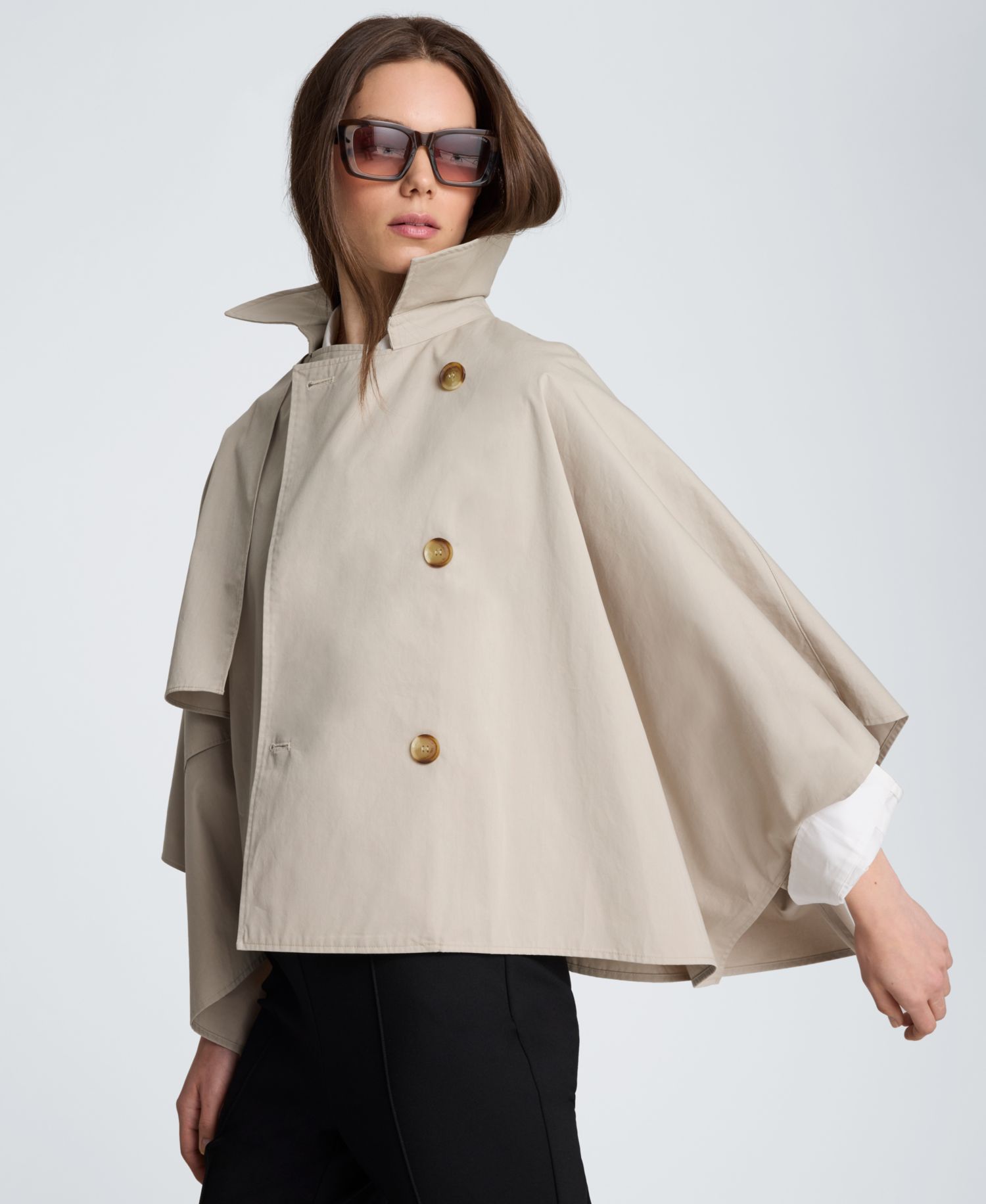 Women's Notch Collar Trench Cape Jacket