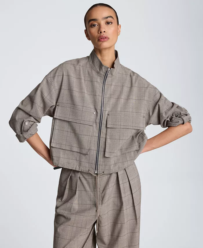 Women's Drawcord Flap Pocket Windbreaker Jacket