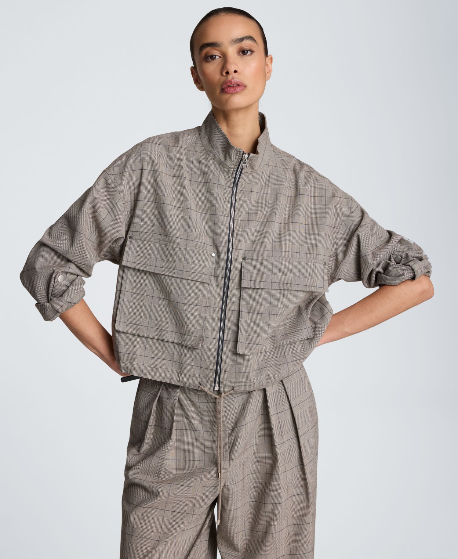 Women's Drawcord Flap Pocket Windbreaker Jacket