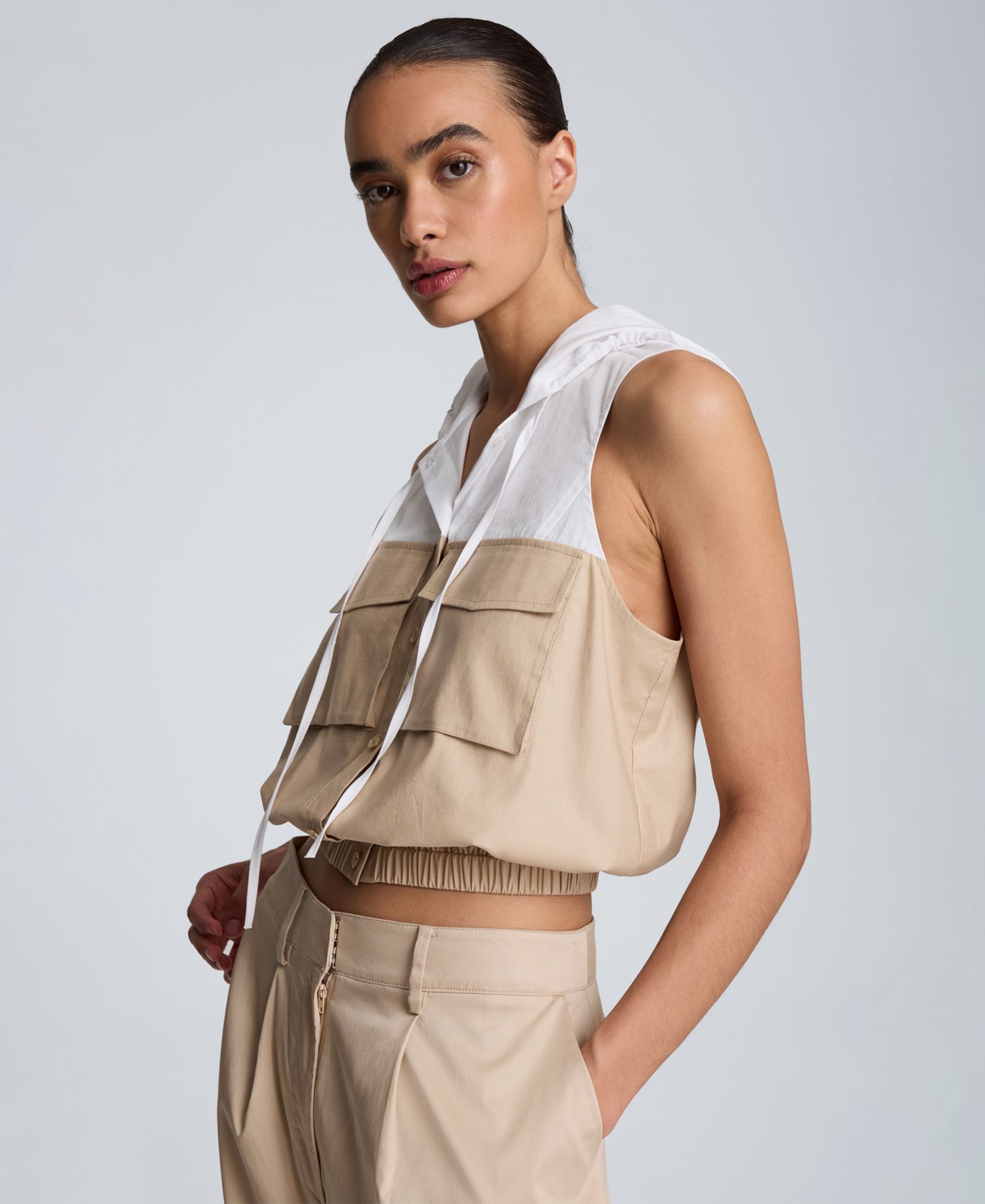 Women's Hooded Sleeveless Crop Top