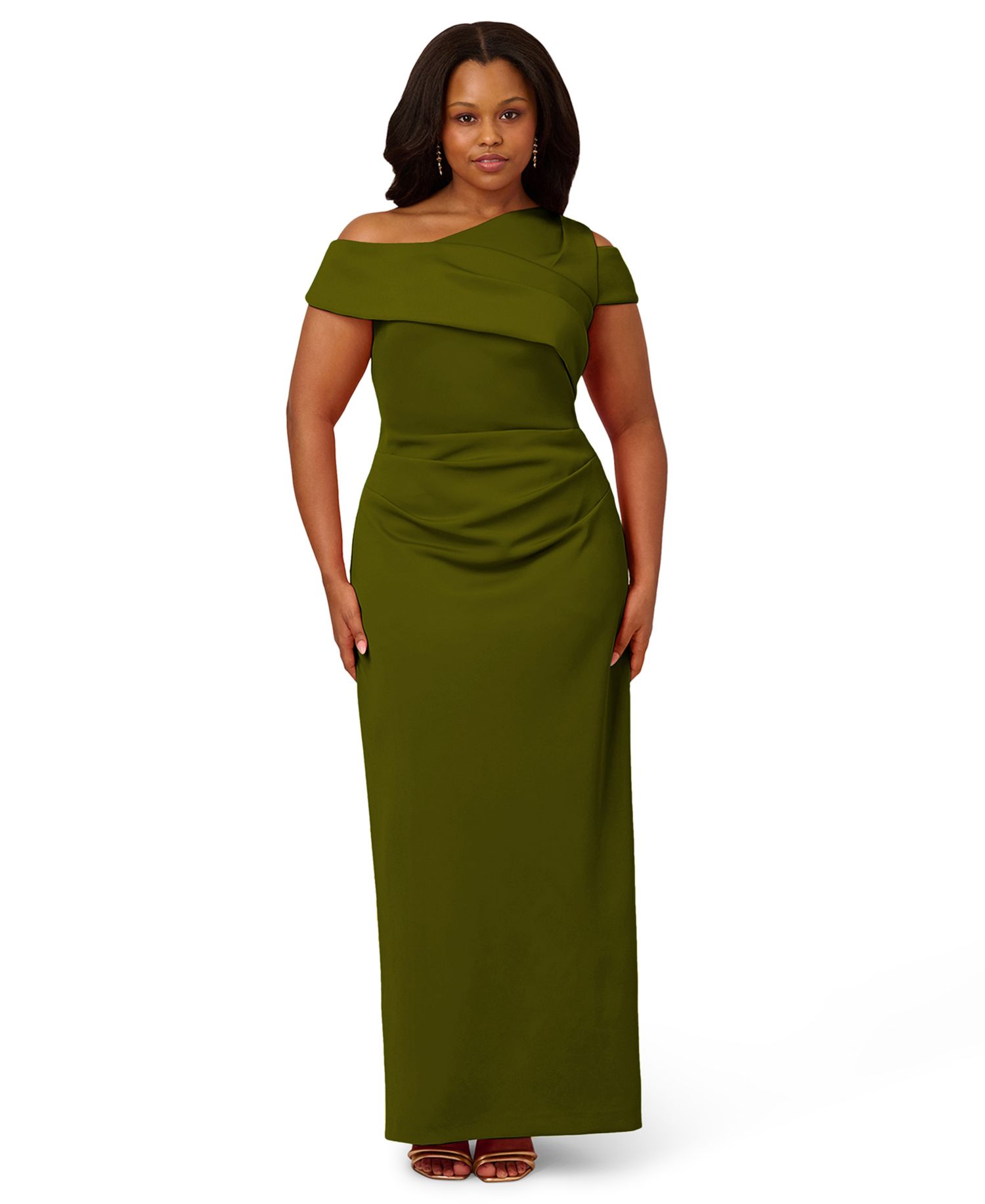 Plus Size Asymmetrical Draped Gown