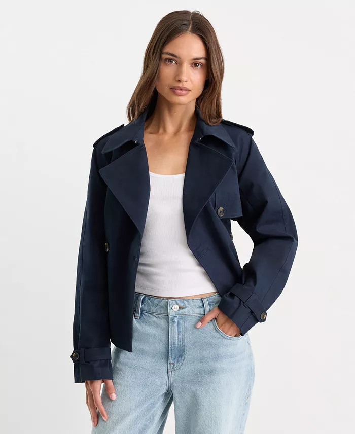 Women's Cropped Trench Jacket - thumbnail 8