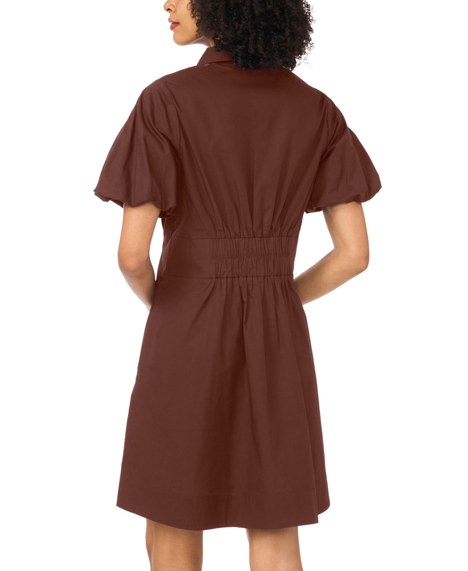 Women's Puff-Sleeve Corset Cotton Mini Dress