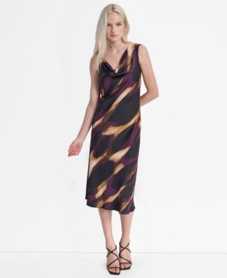 Petite Sleeveless Cowl Neck Midi Dress