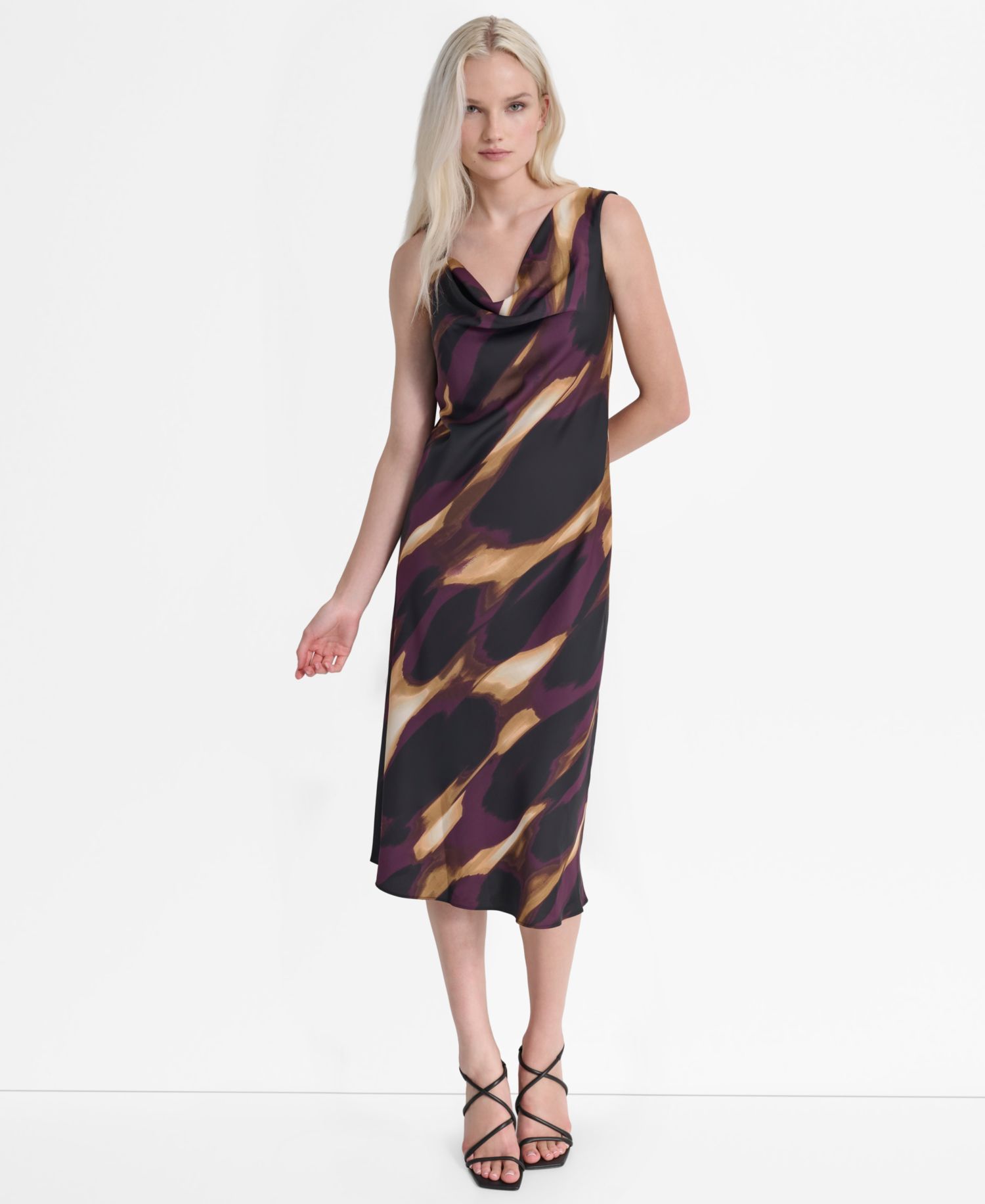 Petite Sleeveless Cowl Neck Midi Dress
