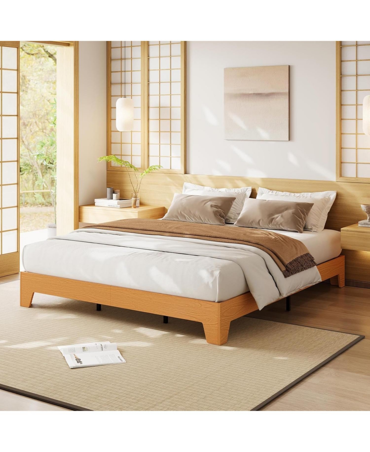 gaomon King Bed Frame, Wooden Platform Bed Frame, Minimalist Bed with Wood Slats Support,Underbed Space for Storage, No Box Spring Required