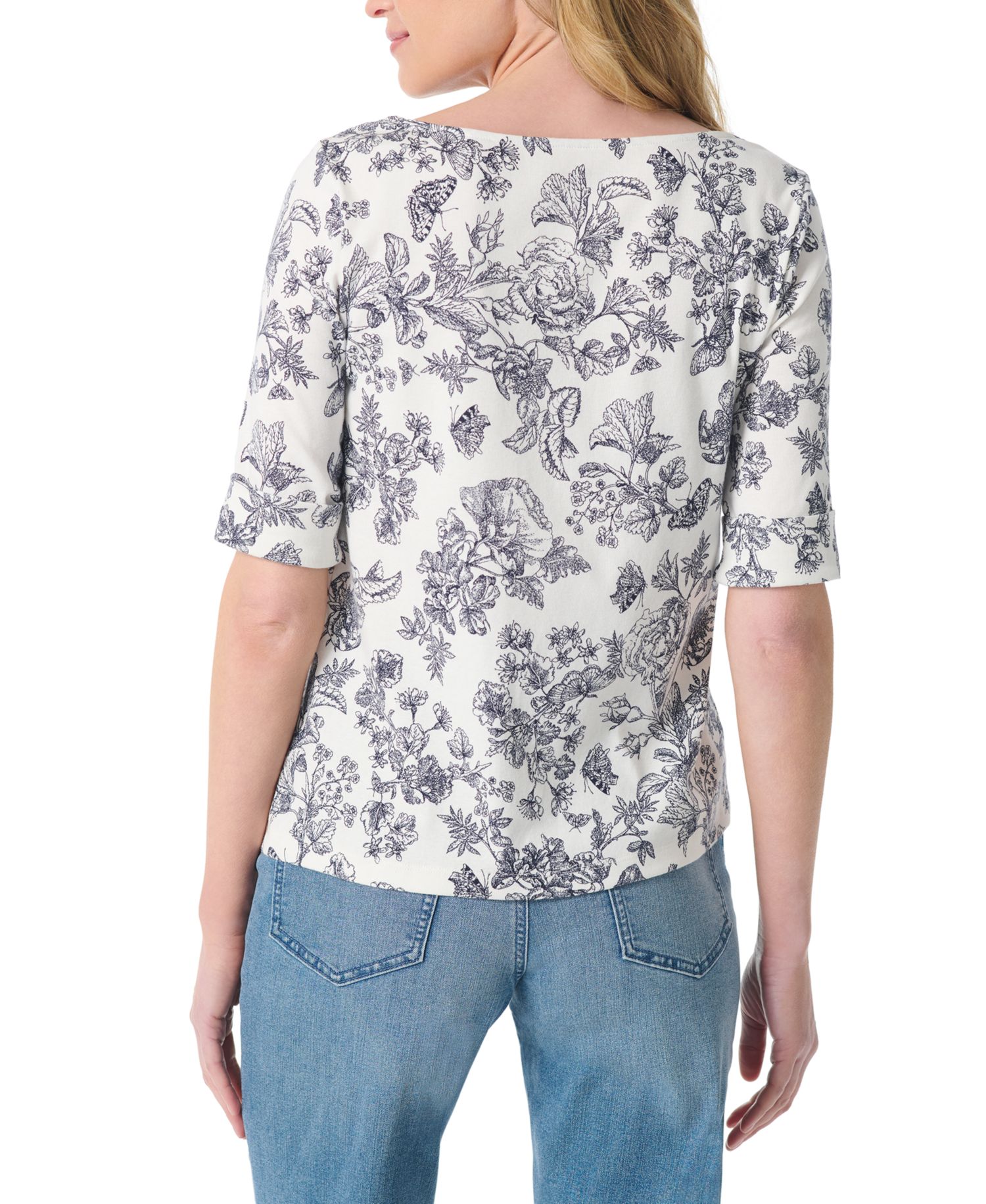 Women's Printed Cuffed- 3/4 Sleeve T-Shirt