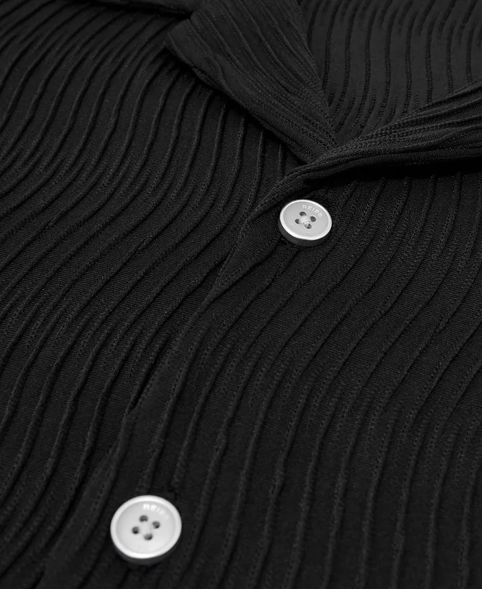 Men's Aleo Textured-Wave Cuban-Collar Shirt - thumbnail 4