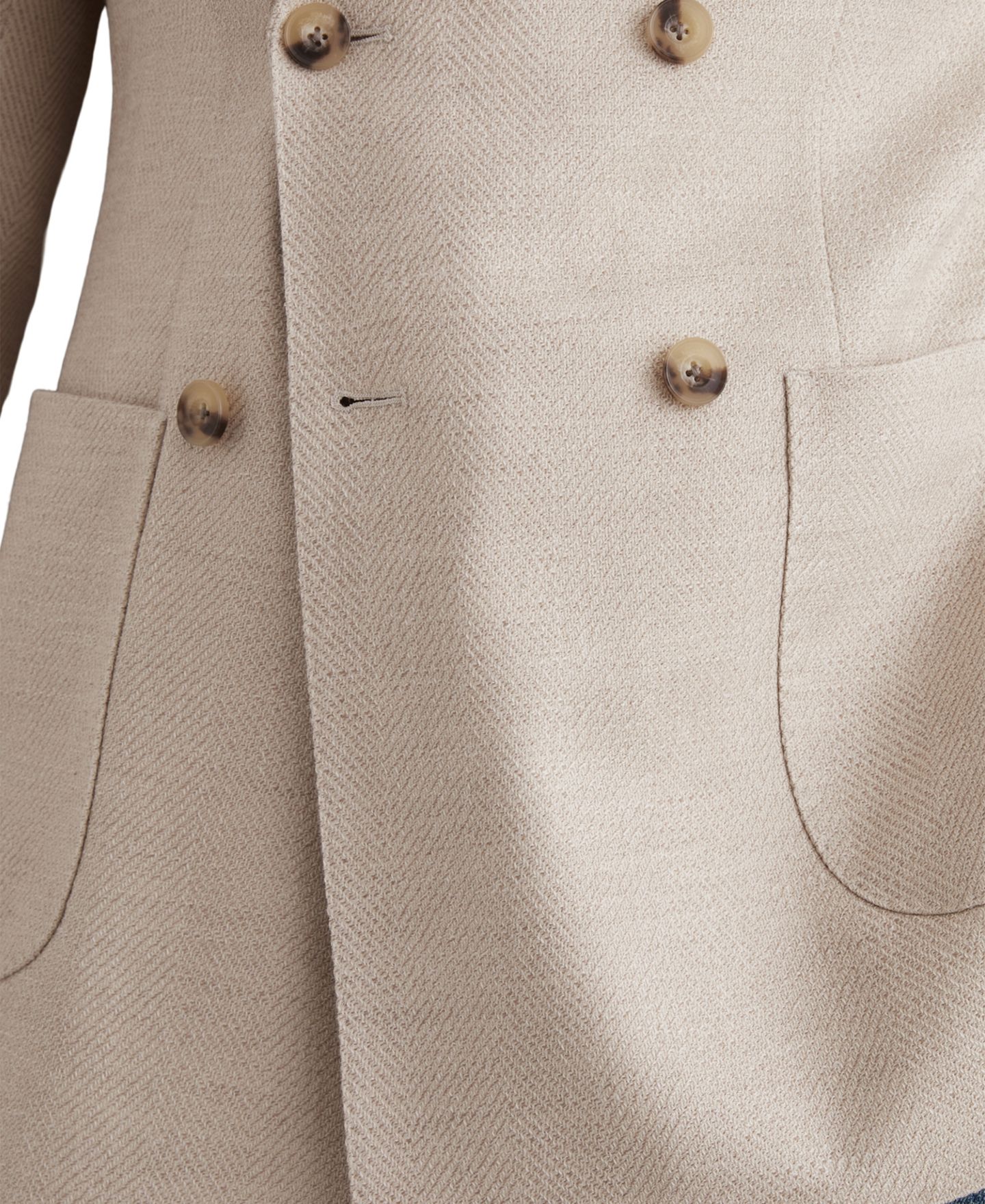 Мужской пиджак REISS ManciTailored-Fit Double-Breasted Herringbone Blazer, цвет: Серо-бежевый — фото 4