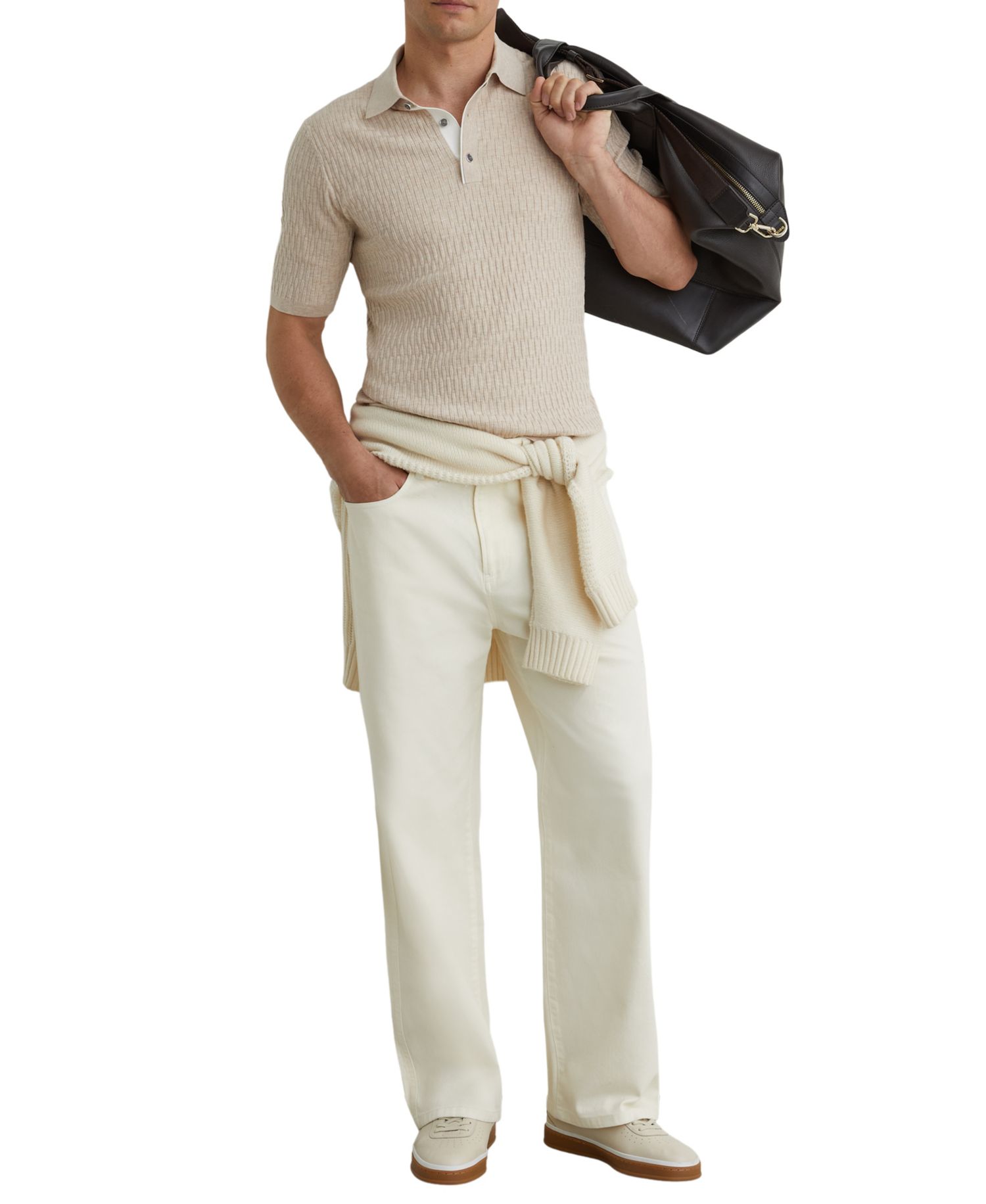 Men's Era Textured-Knit Half-Button Polo Shirt