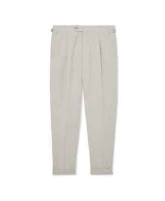 Men's Finch Linen-Cotton Check Tapered Pants