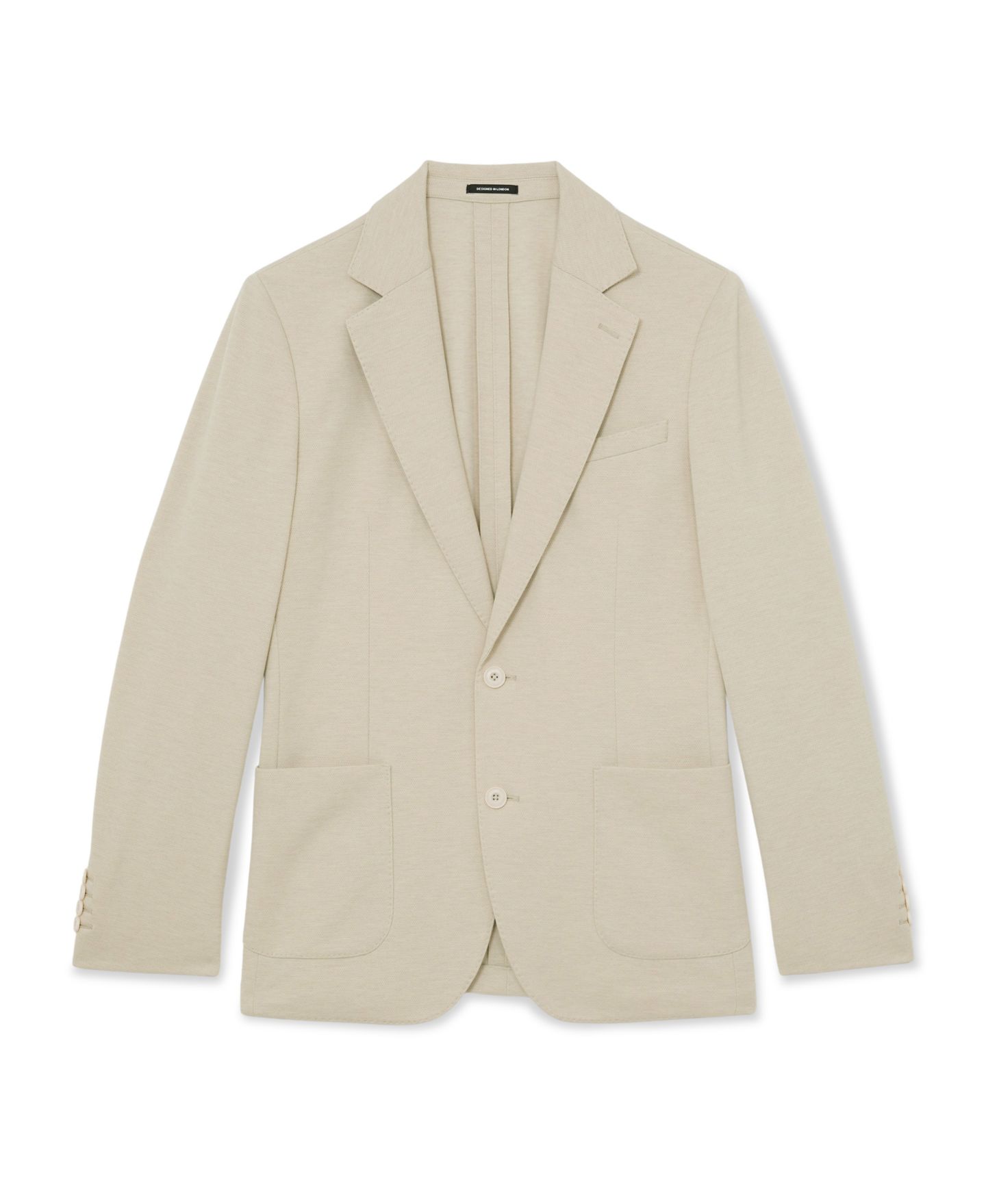 Мужской пиджак REISS Gerrard Tailored Fit Textured Jersey Single-Breasted Suit Blazer, цвет: Серо-бежевый — фото 5