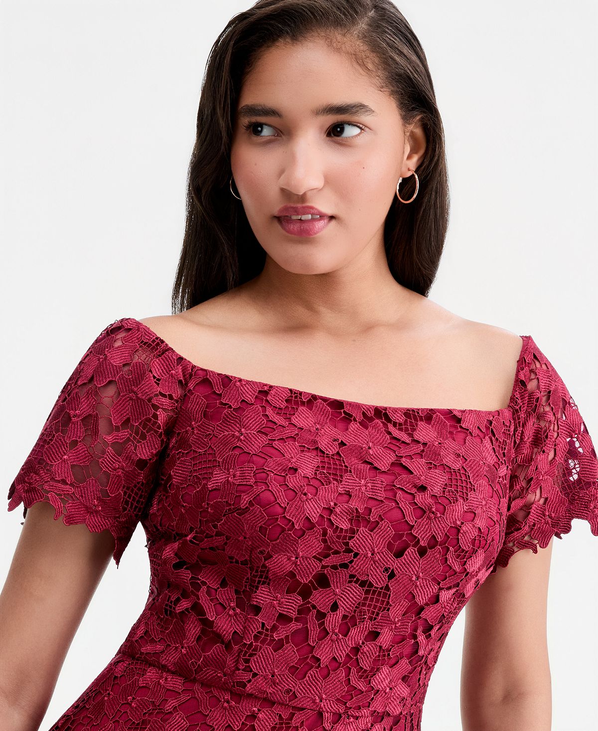 XSCAPE Women's Lace High-Low Ball Gown view 5 — MAYCSS fashion products