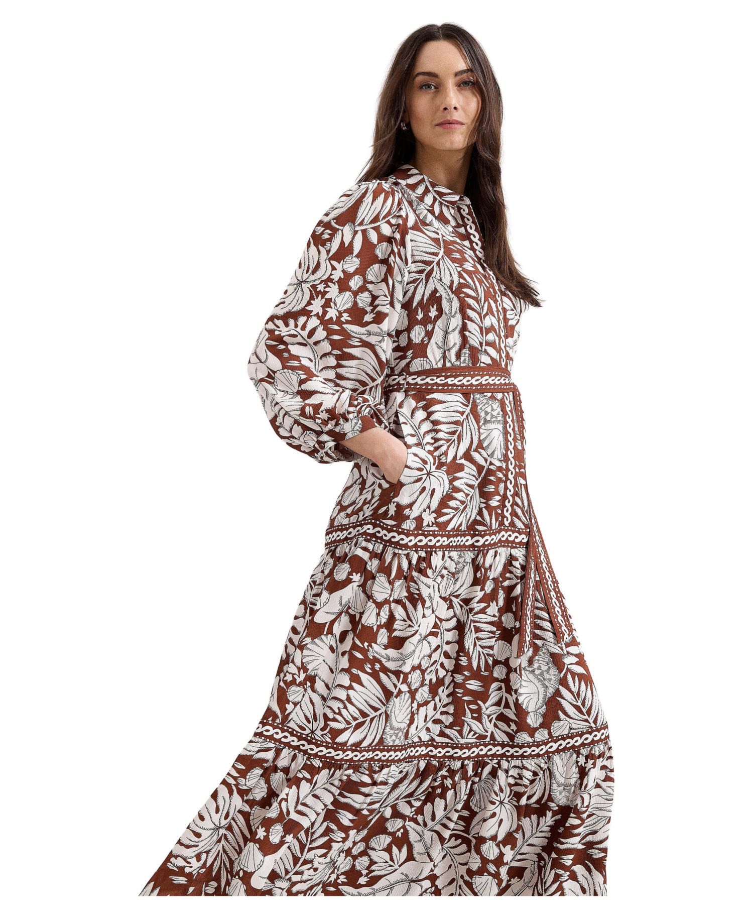 Women's Floral Print Midi Shirt Dress