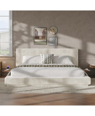 King Bed with Adjustable Side Tables and Cloud Upholstered Cushion