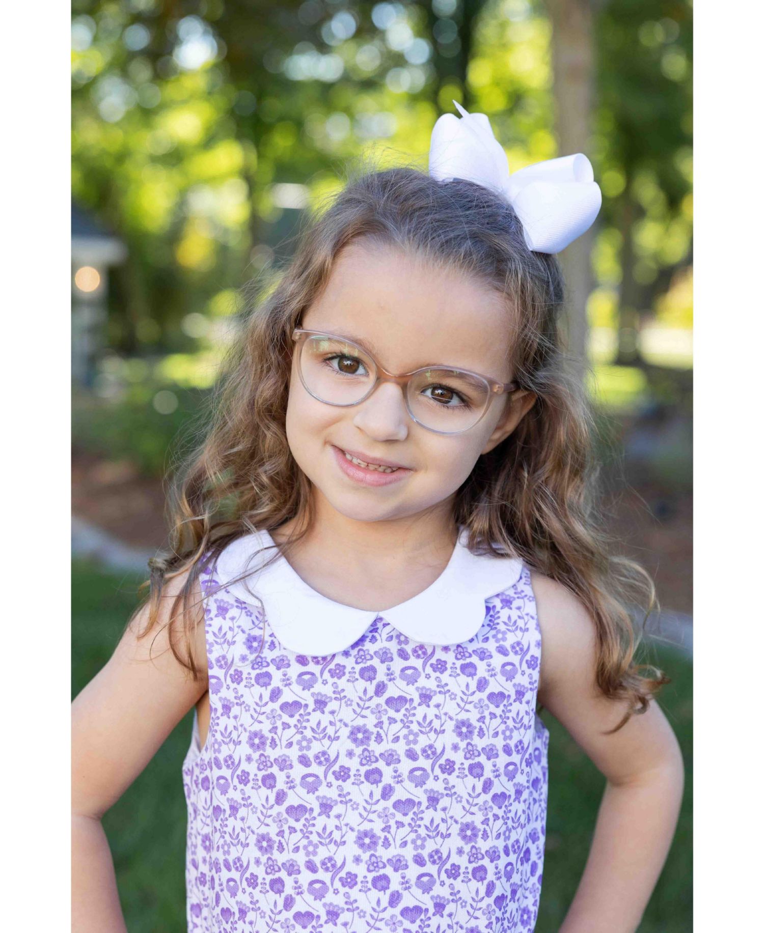 Little Girls Printed Pique Dress with Flowers