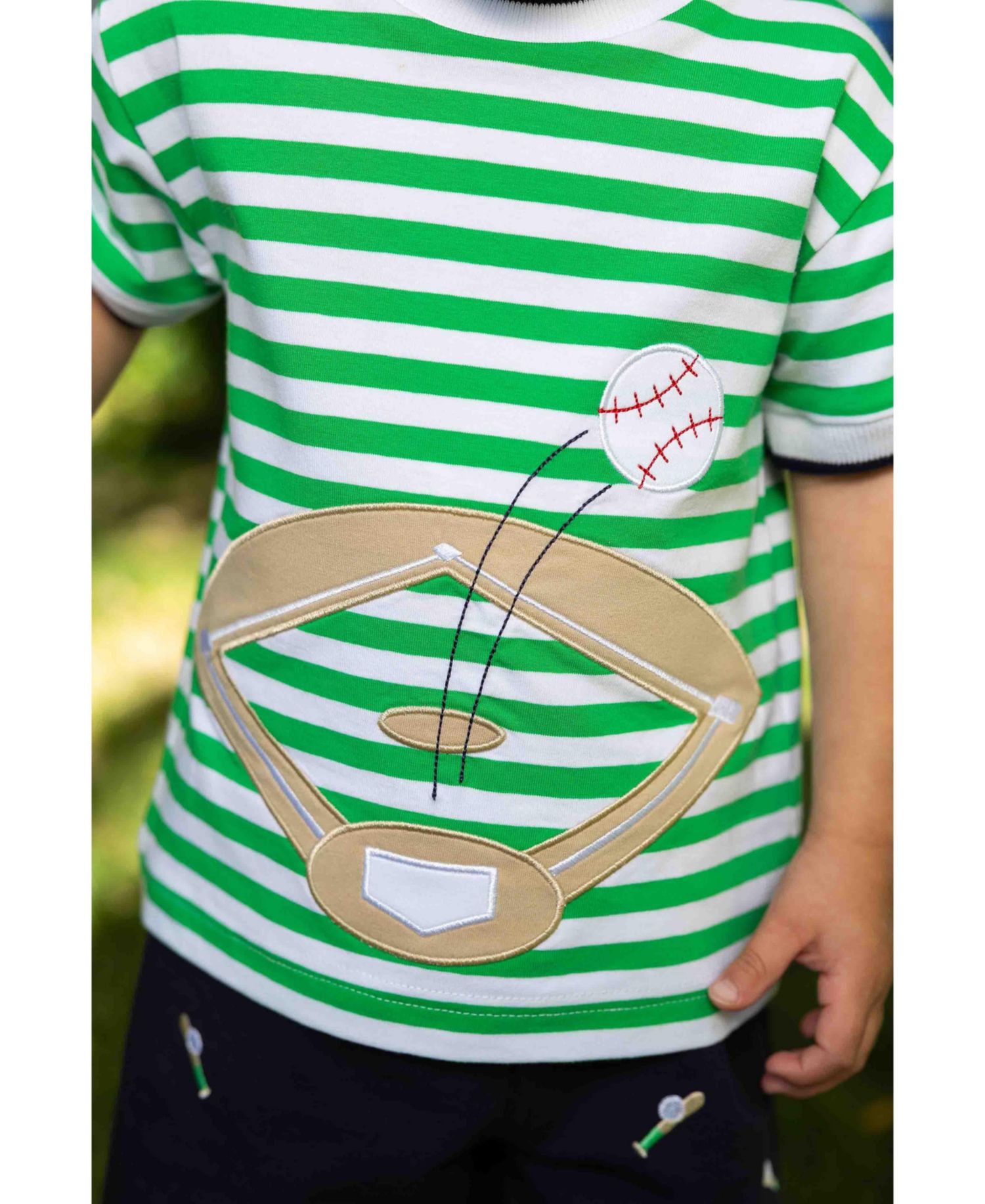 Little Boys Knit Short Set With Baseball Field