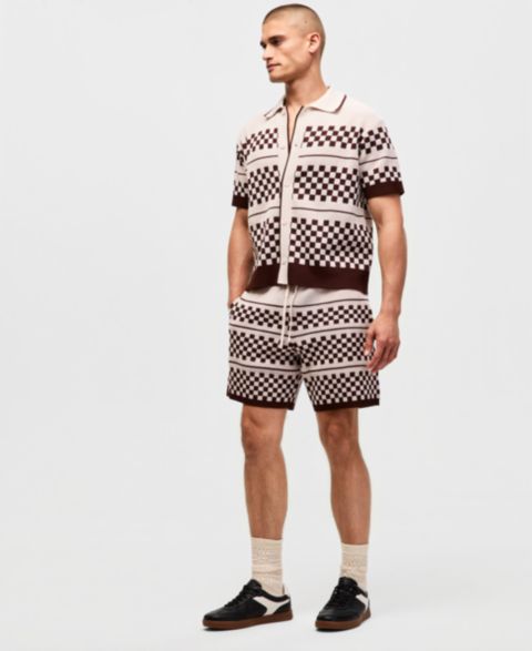 Мужские шорты Macy's Mode of One Check Sweater Shorts, Exclusive, цвет: Нейтральный