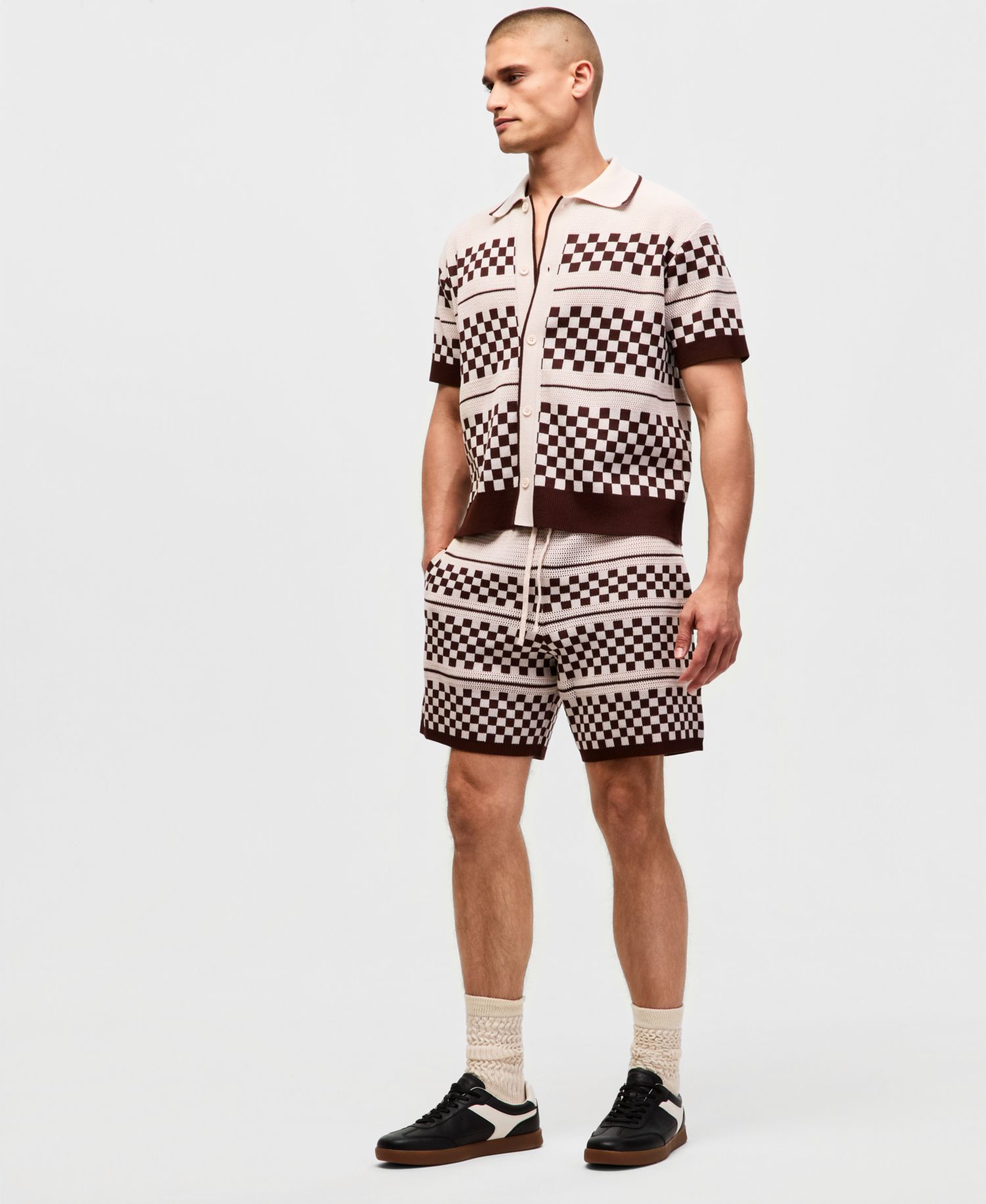 Mode of One Men's Check Sweater Shorts, Exclusive