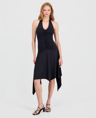 Women's Ruched Halter-Neck Dress