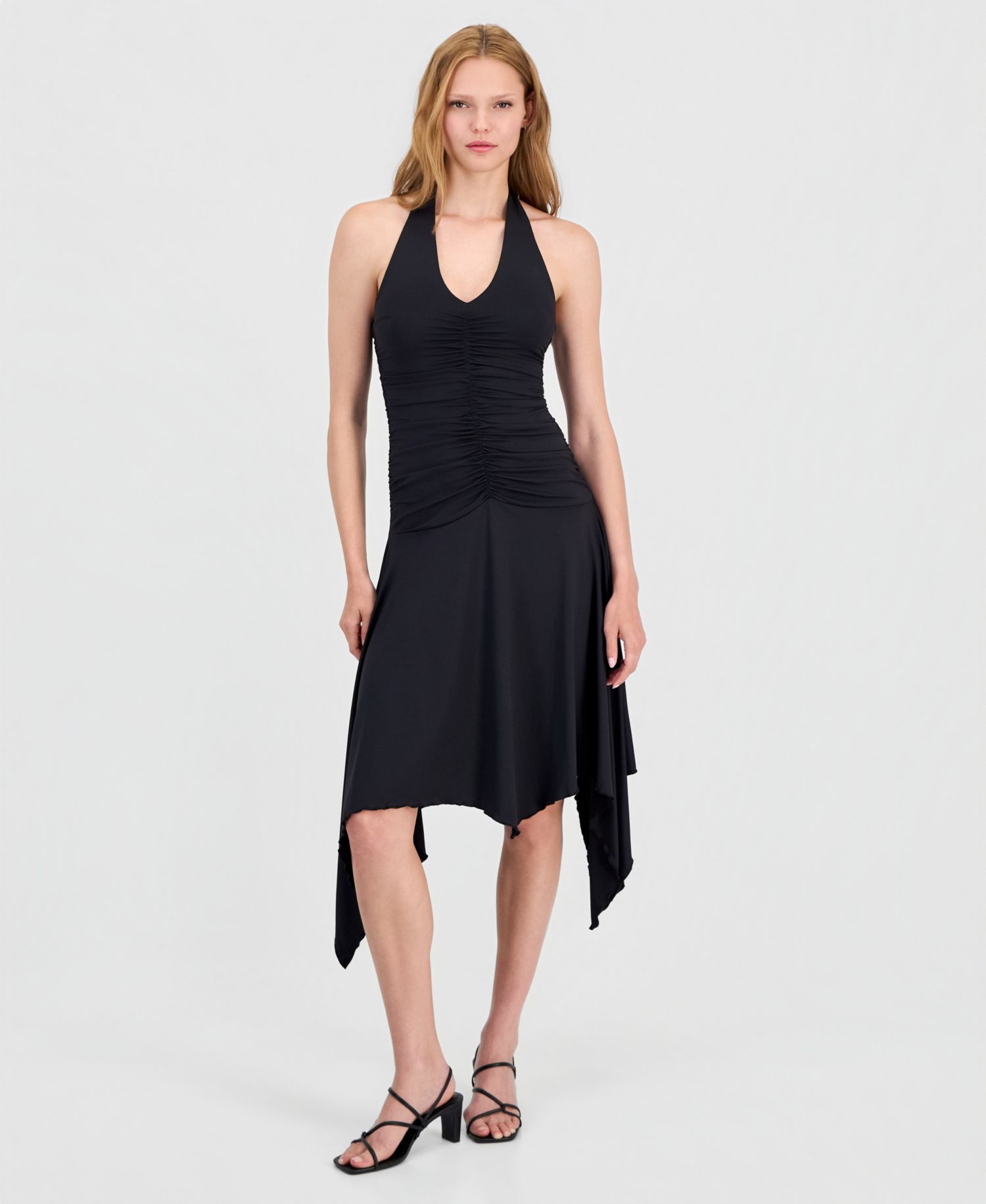 Women's Ruched Halter-Neck Dress