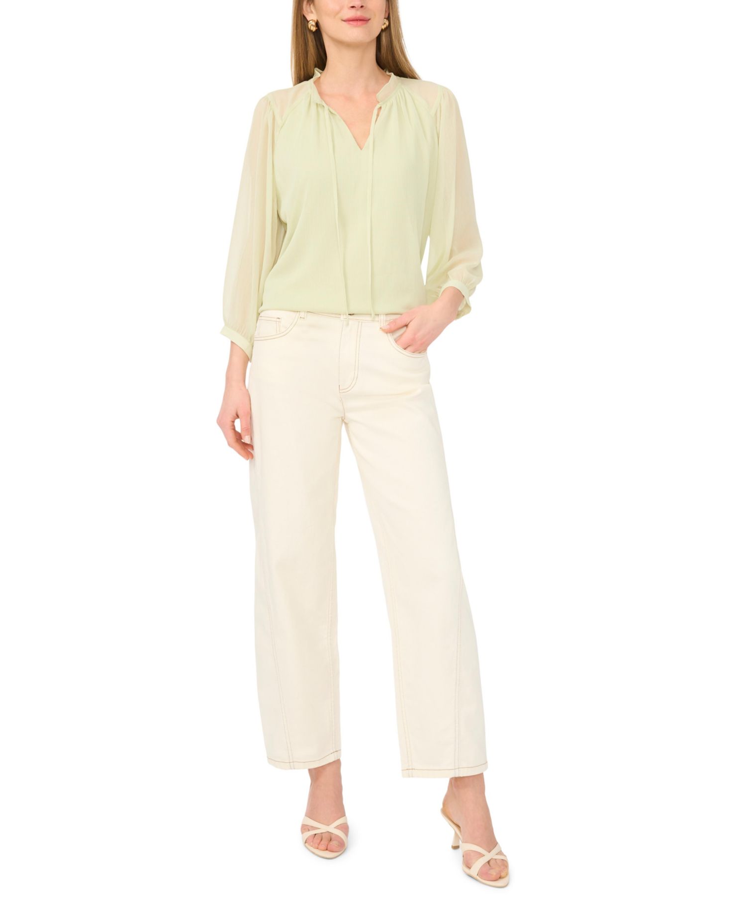 Women's Split Neck Raglan-Sleeve Blouse