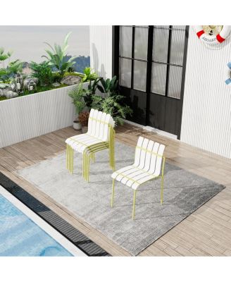  4-Pack Modern Striped Color Block Dining Chairs - Indoor/Outdoor
