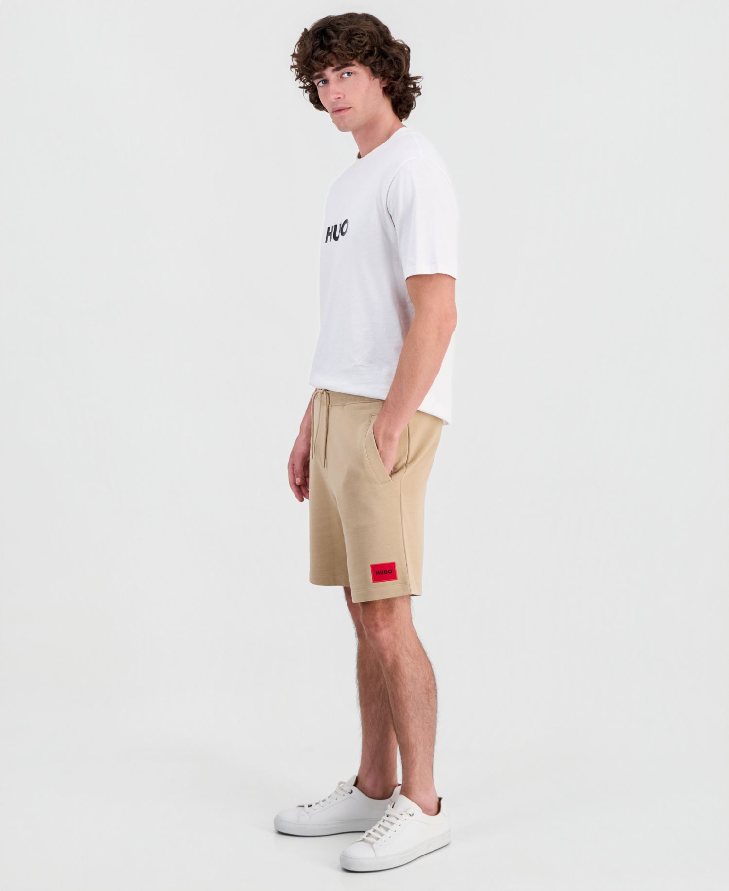 HUGO by Men's Diz222 Logo Patch Jersey Shorts