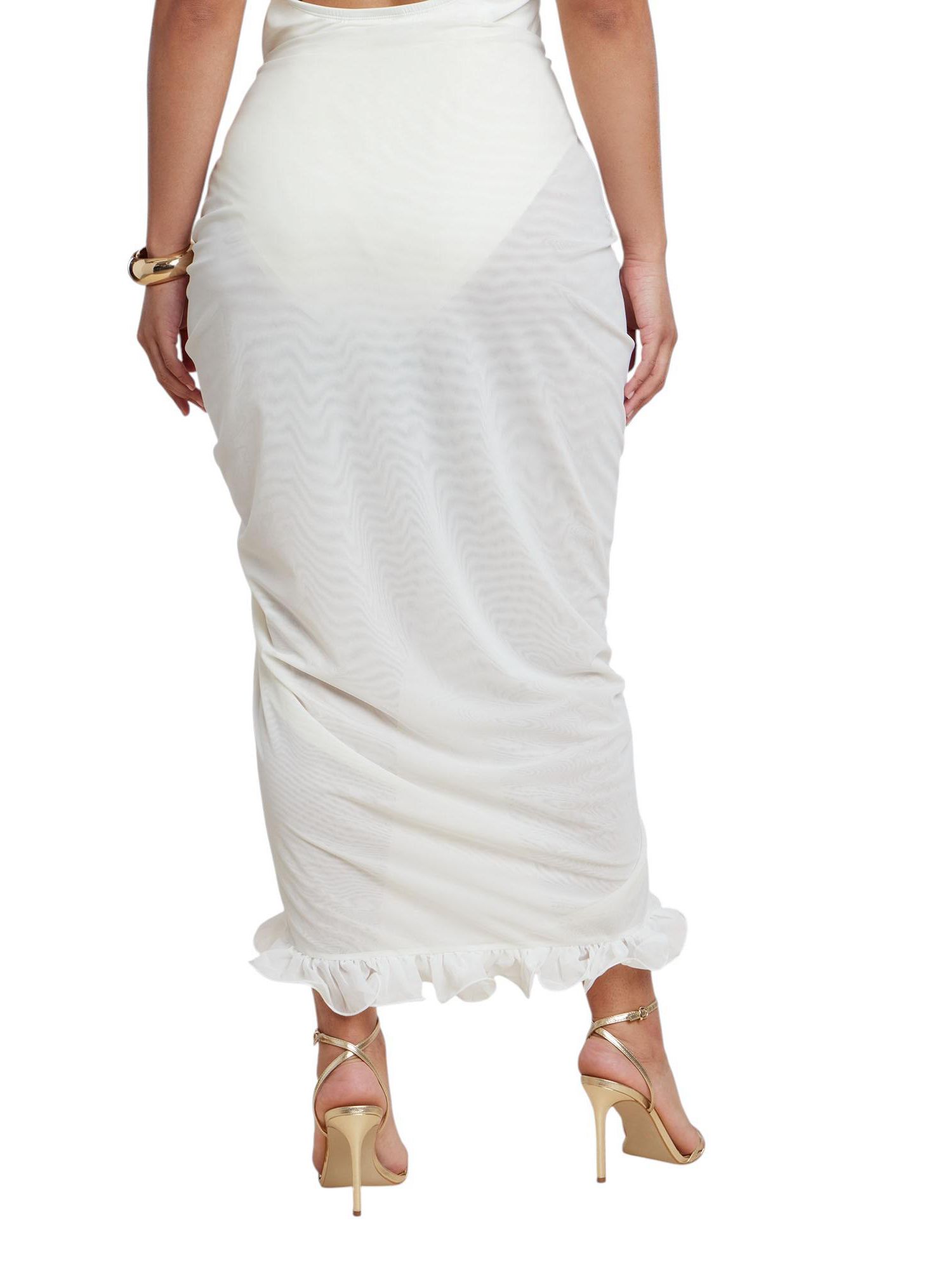Women's Ruffled Sheer Mesh Skirt