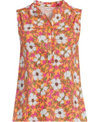 Plus Size Linen Blend Ruffle Trim Tank Top