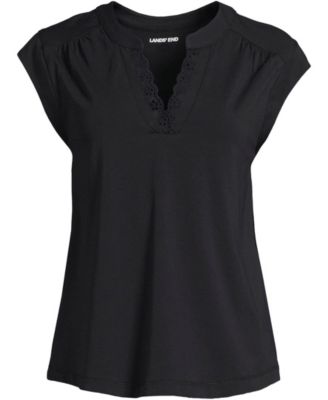 Women's Cap Sleeve Lightweight Jersey Lace Shoulder Tee