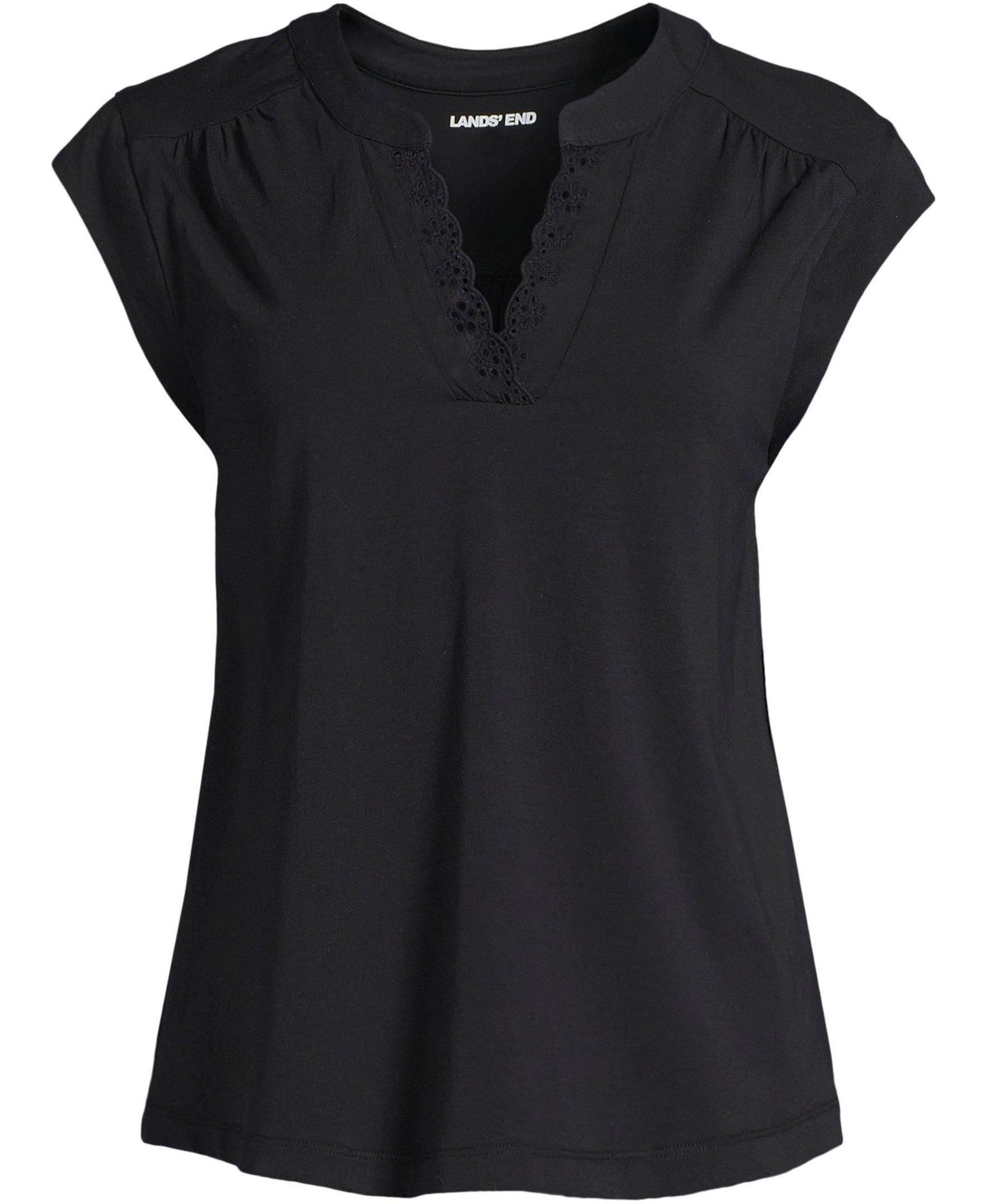 Women's Cap Sleeve Lightweight Jersey Lace Shoulder Tee