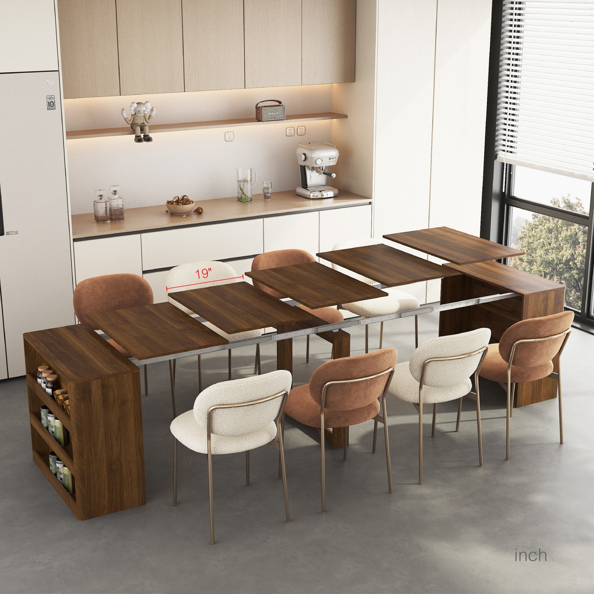 Streamdale Furniture Extendable Foldable Dining Table for 1-10 People, Multifunctional Wood Console