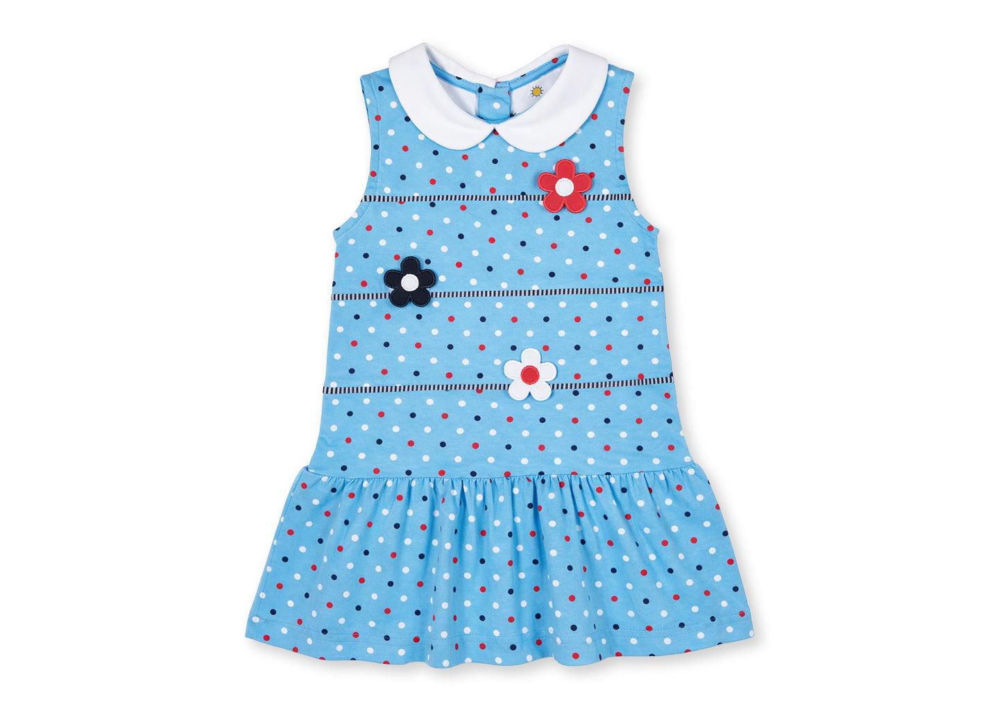 Платье Florence Eiseman Printed Knit Dress With Flowers для девочек, цвет: Средний синий — фото 1