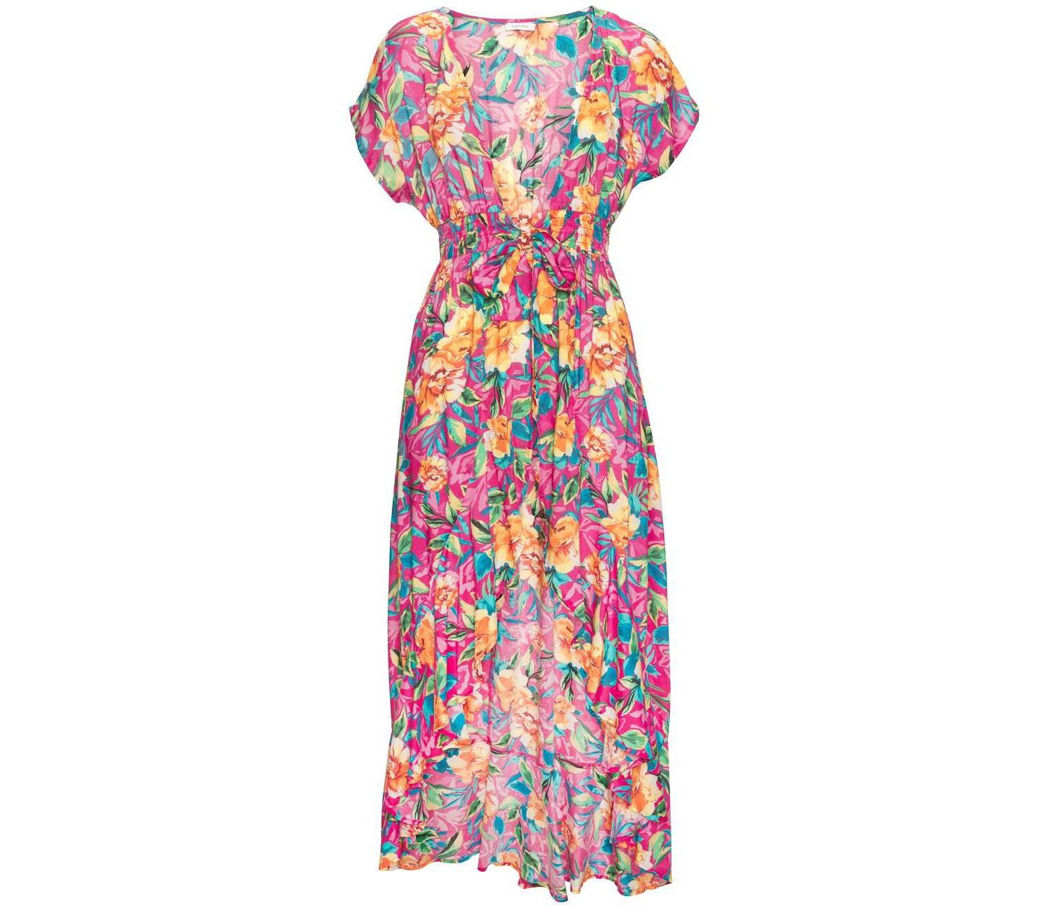 Women's Floral Print Flounce Hem Ruffle-Trim Swim Cover-Up