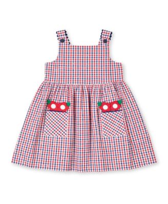Toddler Girls Plaid Seersucker Dress With Flowers