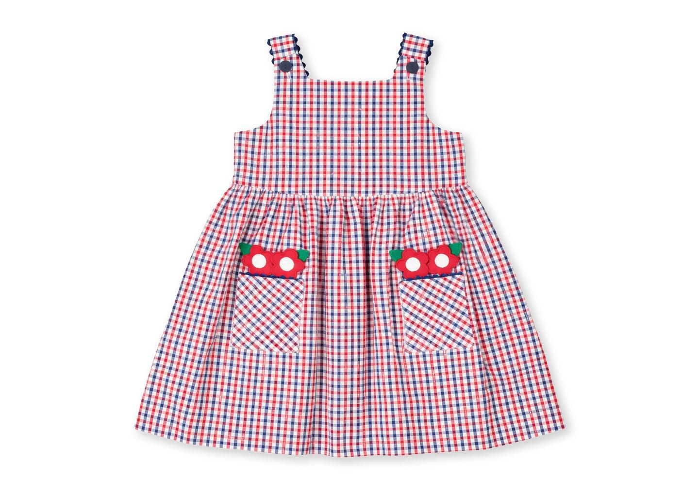 Платье Florence Eiseman Plaid Seersucker Dress With Flowers для девочек — фото 1