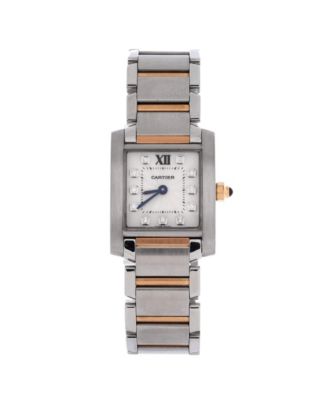 Tank Francaise Quartz Watch in Stainless Steel and Rose Gold with Diamond Markers 20mm