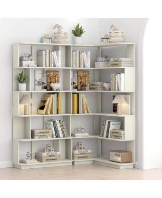 Space-Saving Corner Bookshelf and Bookcase Set