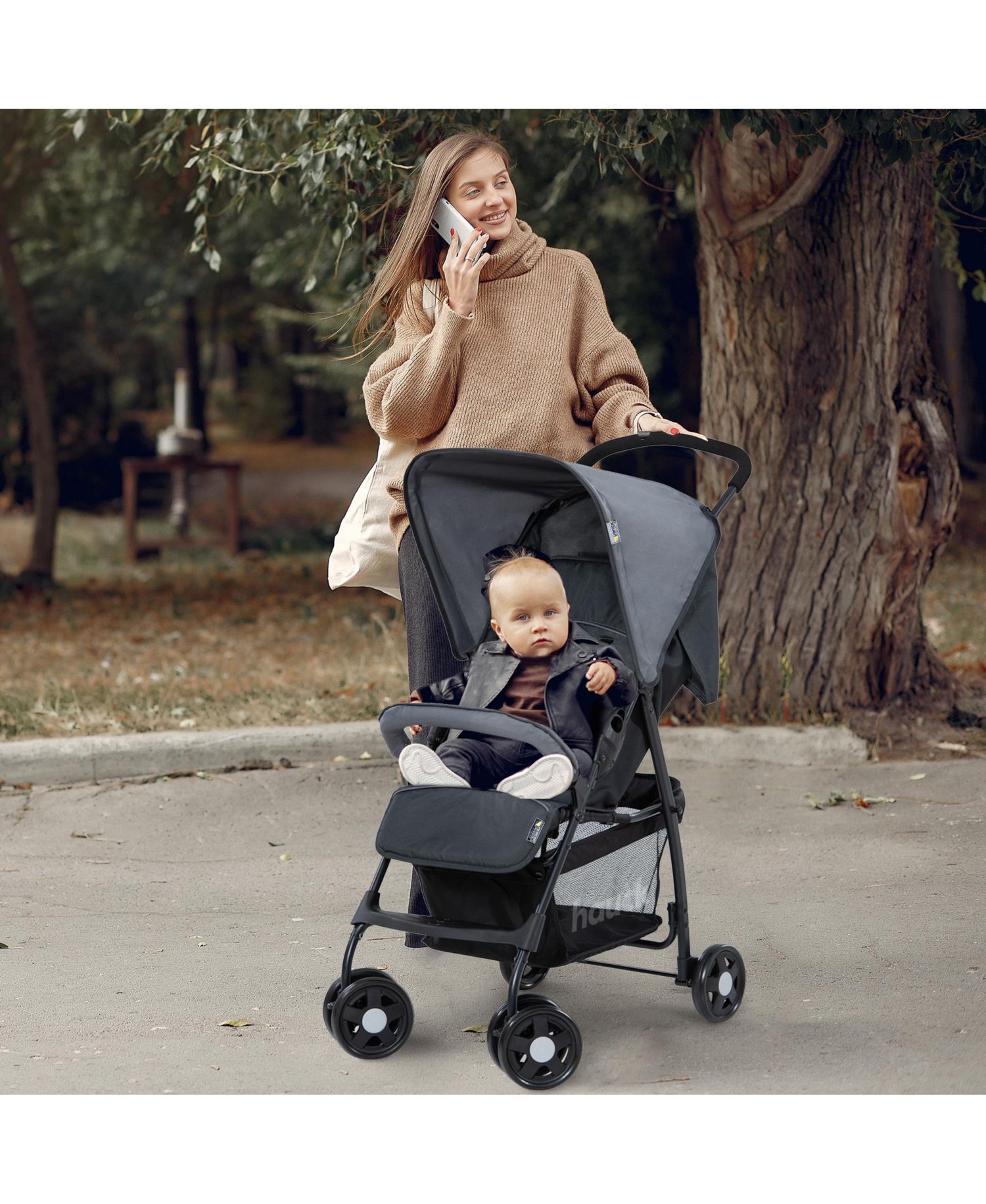 Sport T13 Lightweight Compact Foldable Stroller Pushchair, Charcoal Stone