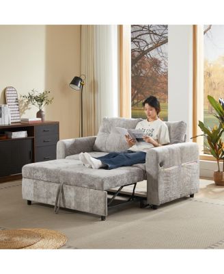 Tufted Sofa Bed with  USB and Storage
