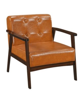 Modern Accent Chair with Rubber Wood Frame and Armrests for Living Room Decor