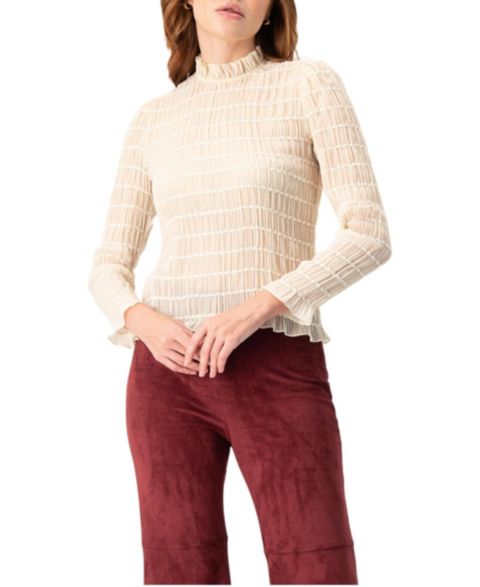 Женская блузка Ivonne Textured Long Sleeve with High Neck, цвет: Слоновая кость