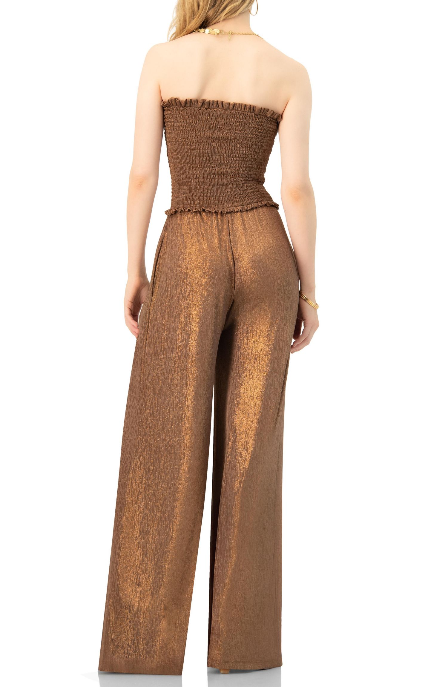 Women's Strapless Wide Leg Jumpsuit